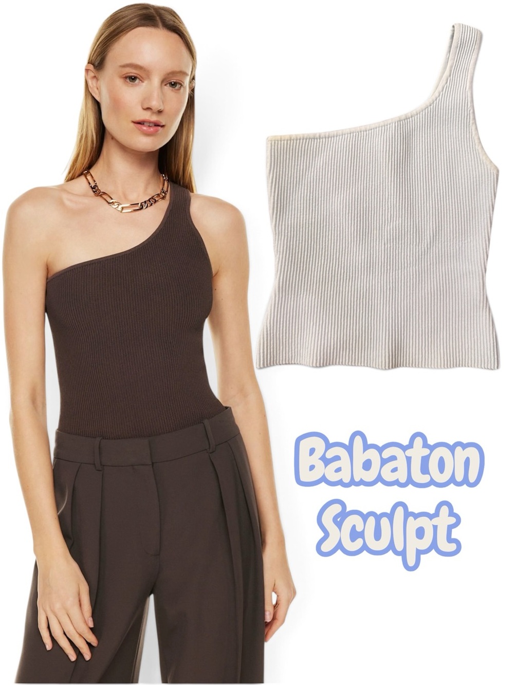 Aritzia Babaton Sculpt Knit One-Shoulder Tank size XS